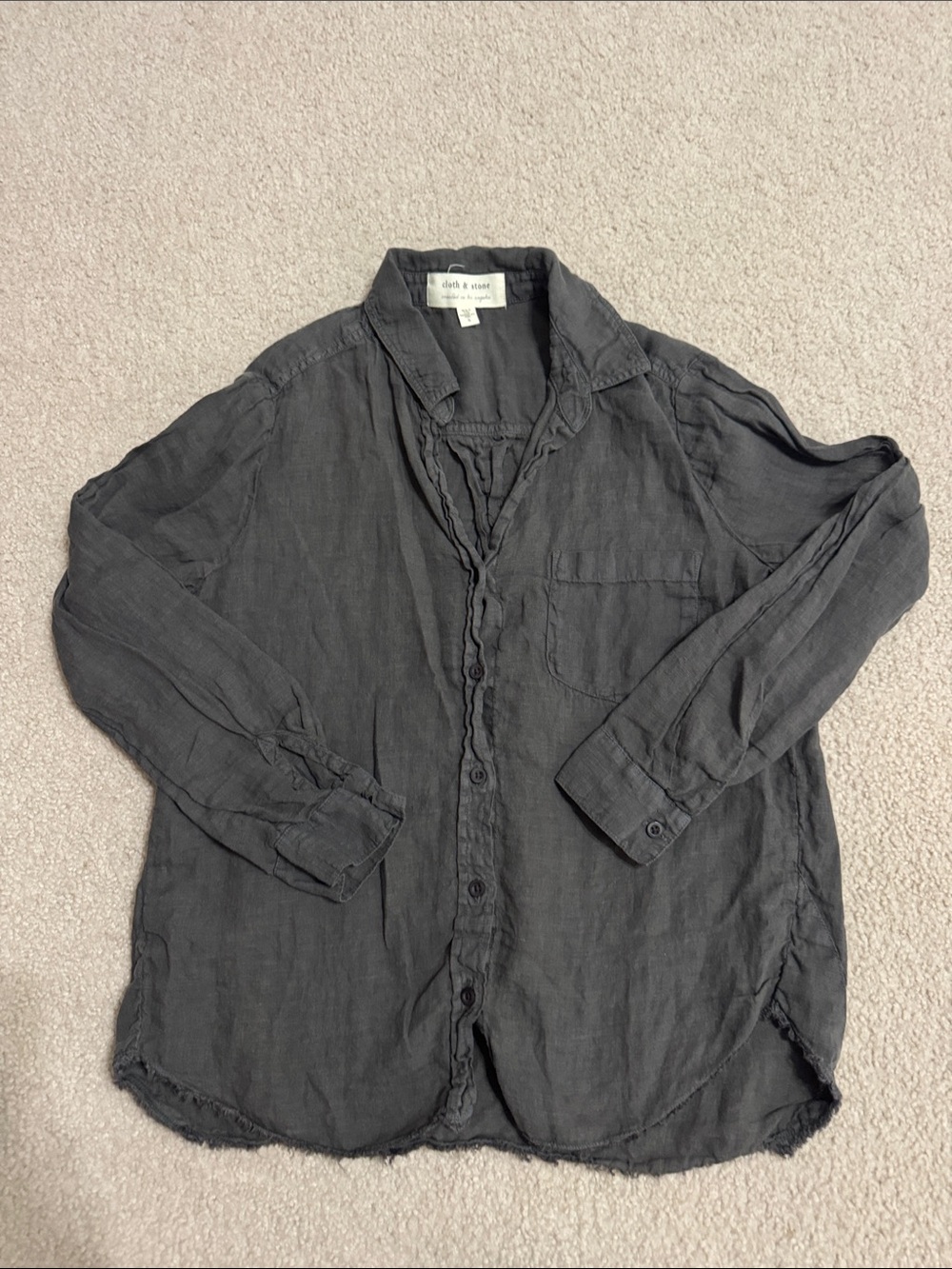 Anthropologie cloth and stone  Charcoal Gray Linen Button-Front Shirt